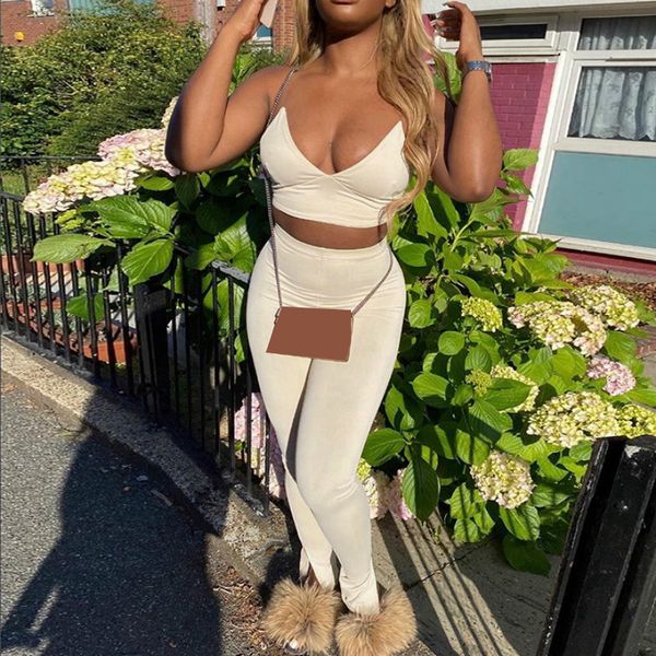 

matching set fitness sporty workout 2020 crop and pants co-ord sets solid strap active wear two piece tracksuits women g1894, Gray