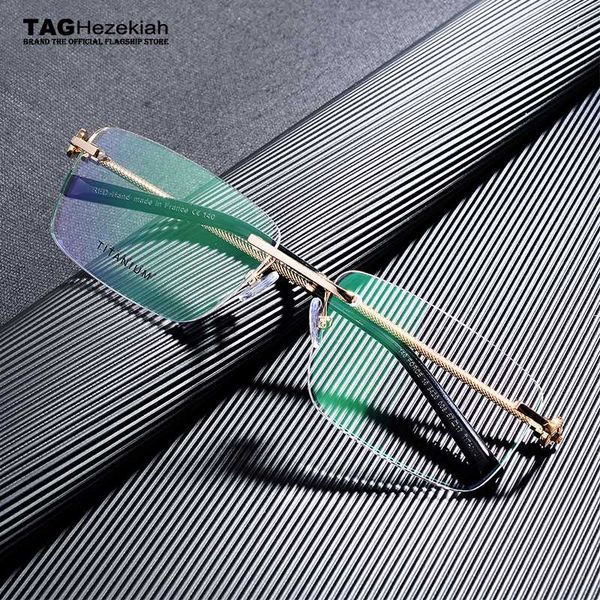 

2020 titanium glasses frame men rimless frame glasses eye frames for men spectacle frames computer myopia eyeglasses, Black