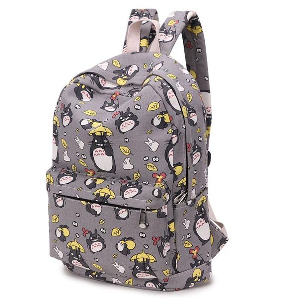 

горячие продажа прекрасный тоторо печати холст рюкзак корейский стили школьные сумки бесплатная доставка -b