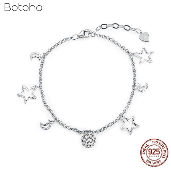 

925 sterling silver color anklet halhal for woman girls accessories with zircon round moon star anklet bracelets fine jewelry, Red;blue