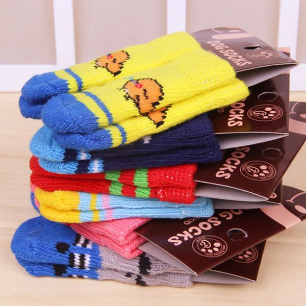 

non-skid knitted cotton pets dog puppy cat warm walk socks