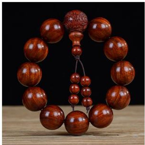 

hand string rosewood sandalwood high-density old material beads bracelet men, Black