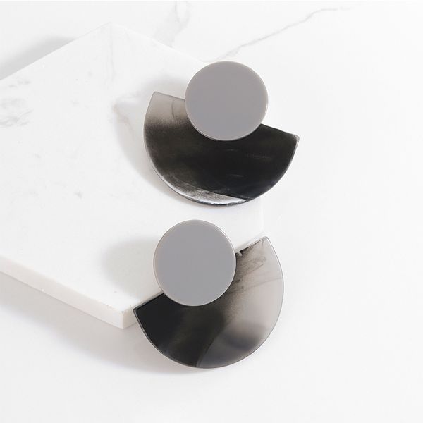 

round semicircular geometric resin drop earrings for women acrylic vintage jewelry boho women's jewellery gifts wholesale 2020, Silver