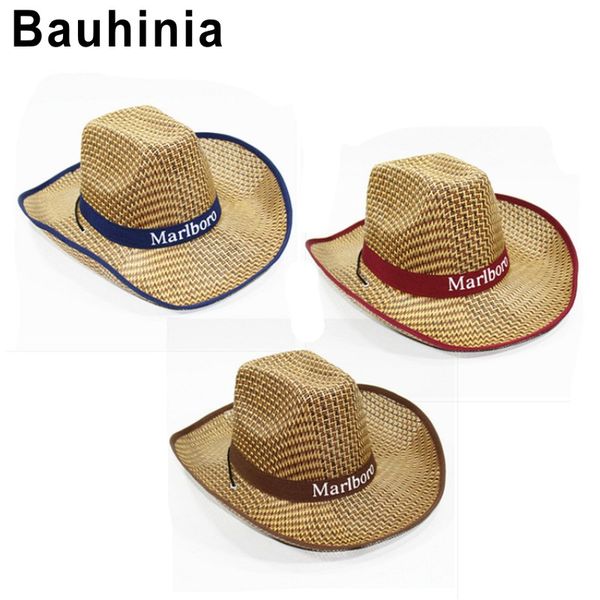 

wide brim hats bauhinia brand spring and summer western cowboy straw travel sunshade big hat three sun, Blue;gray