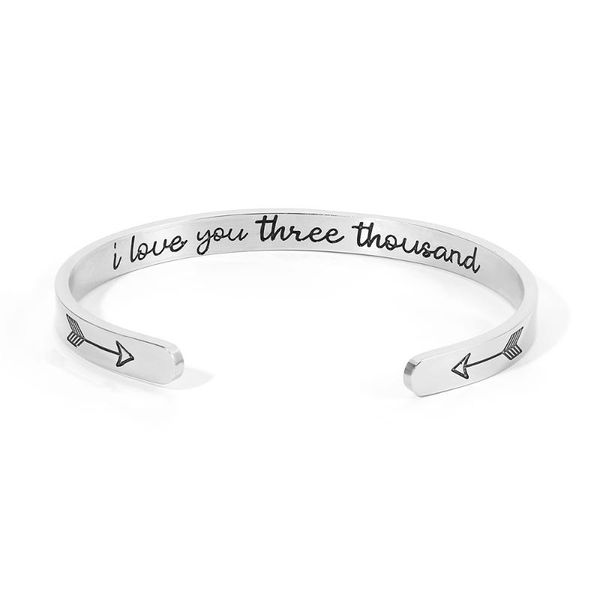 

wholesale stainless steel bracelet"i love you three thousand"bracelet arrow bracelet cuff opening inspirational bracelet jewelry, Black