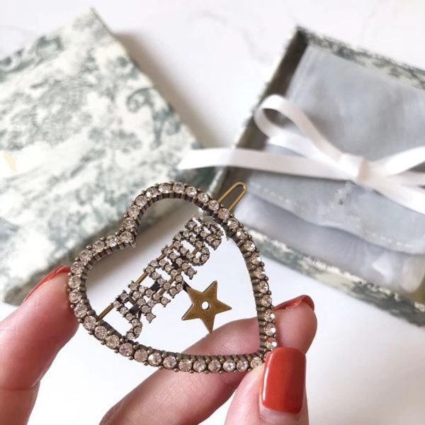 

d/di jia ja letter full diamond five-pointed star hairpin high quality, Golden;silver