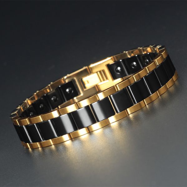 

new spot black and white ceramic bracelet men simple bully magnetic titanium steel health jewelry