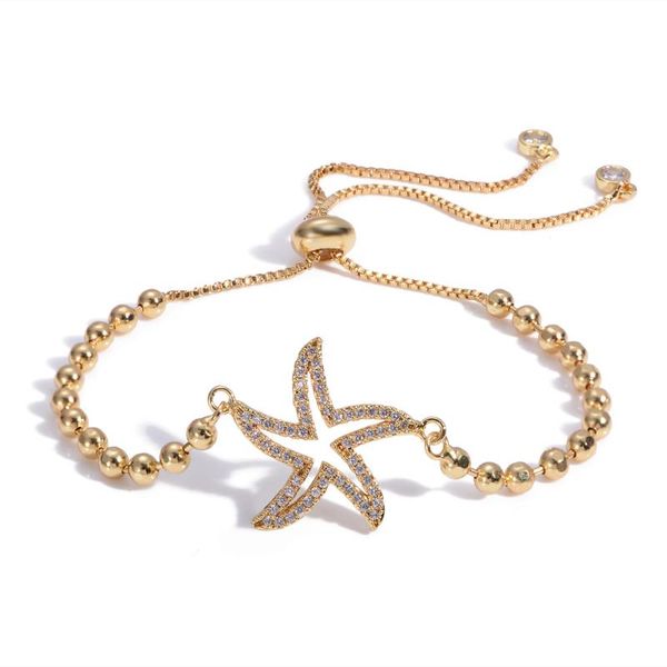 

bracelet,stars new copper zirconia charm bracelet bangle femme toggle-clasps link chain jewelry accessories beads making gift, Golden;silver