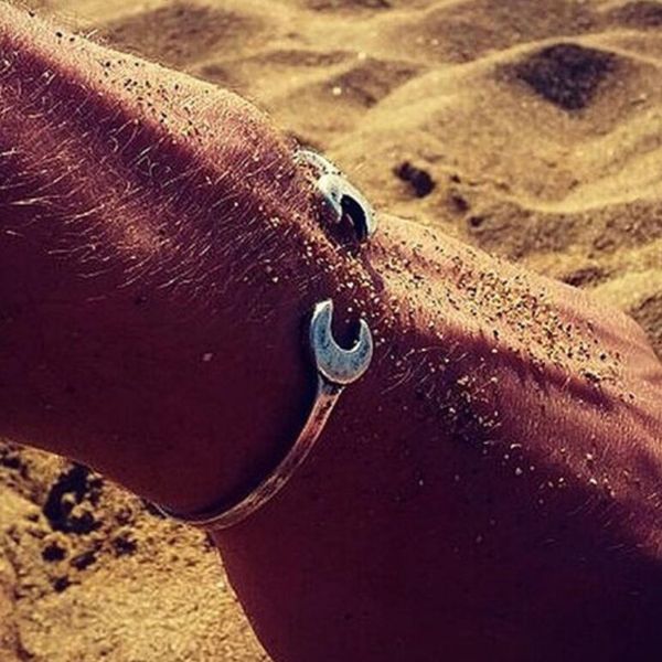 

jewelry bracelets for men titanium steel bracelets double-ended spanner cuff fashion of shipping, White