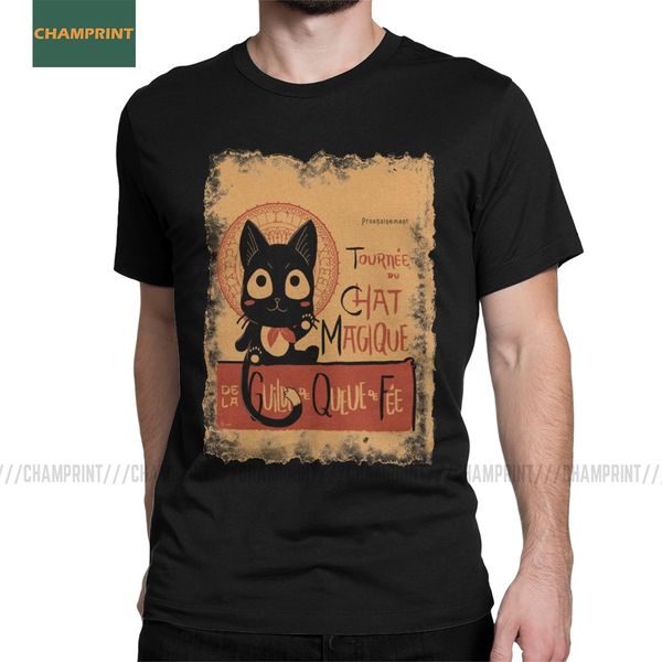 

le chat magique fairy tail t-shirt for men natsu dragneel lucy heartfilia erza scarlet anime cotton tees short sleeve t shirts