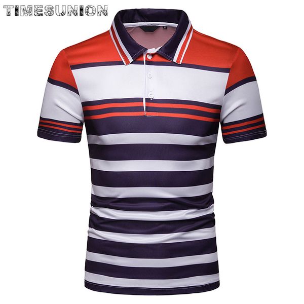

grade 2020 new fashion men shirt stripe slim fit men short sleeve mercerized cotton casual polos shirt mens, White;black