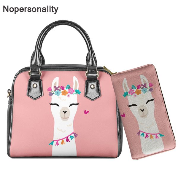 

nopersonality cute alpaca print handle bags for women lady leather animal pattern crossbody bag female casual messenger bag