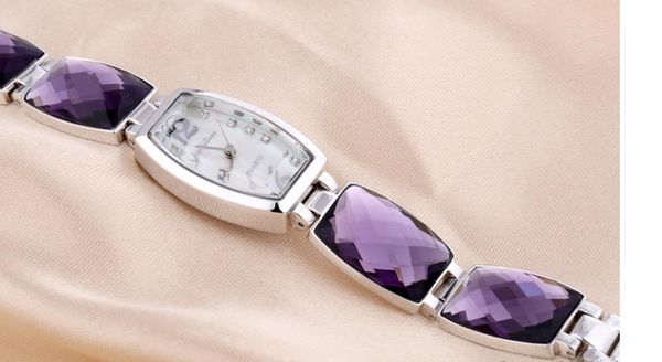 

vintage tonneau women luxury rhinestone bracelet watches elegant lady dress jewelry wristwatch quartz relogio montre femme f8129, Slivery;brown