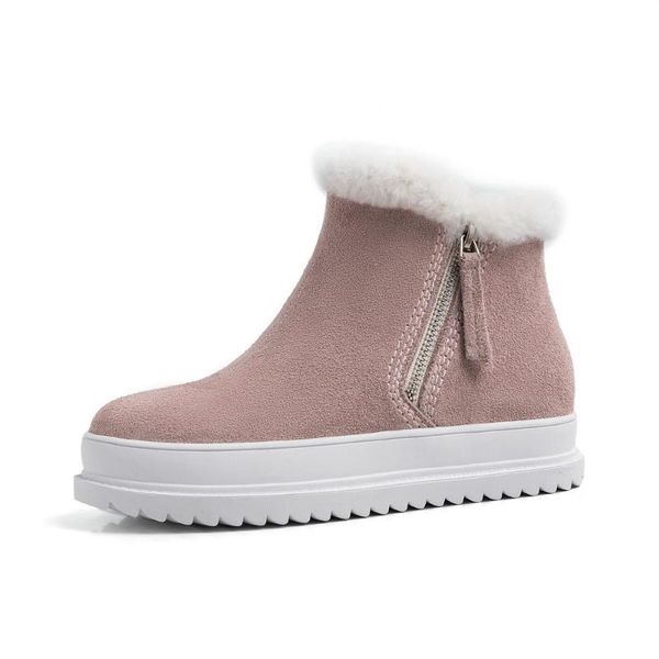 

2020 fashion woman snow boots genuine sheepskin leather women boots 100% natural fur warm wool winter shoes, Black