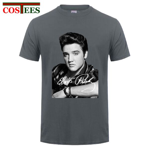 

2018 cotton tshirts high streetwear short sleeve t shirt elvis presley king of rock white black pink men women t-shirt tees