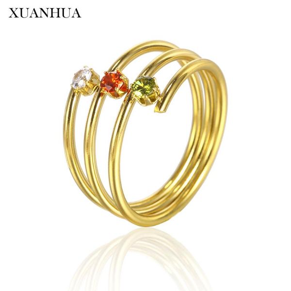 

cluster rings xuanhua charm ring stainless steel jewelry woman 2021 for lovers women fine accessories bohemian, Golden;silver
