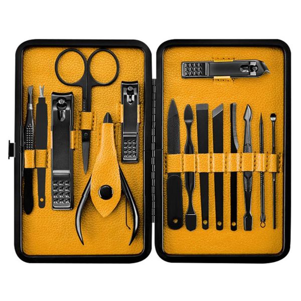 

15pieces/ set eyebrow nail scissors clippers acne needle ear spoon dead skin pedicure knife with box nail art tools set
