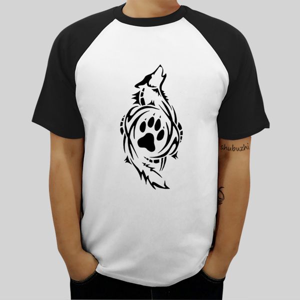 

brand tshirts mens fashion tee tribal wolf paw print summer male raglan sleeve t-shirt euro size