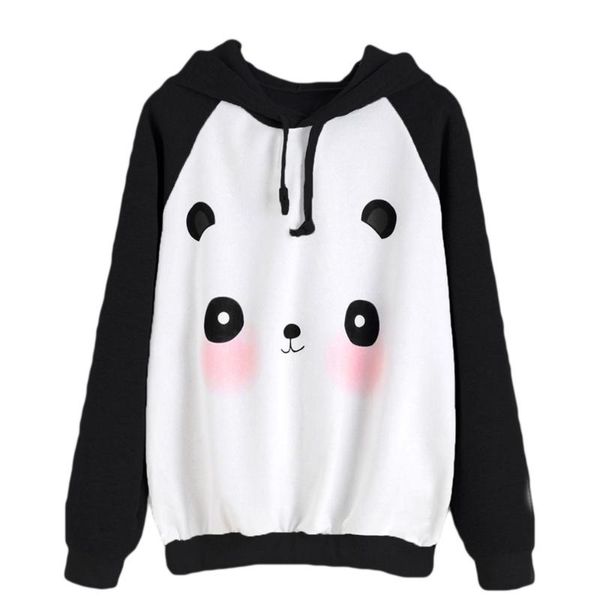 

новый колледж ветер женщины толстовки спорт мультфильм panda фуфайки printed скейтборд harajuku костюмы женский, White;black