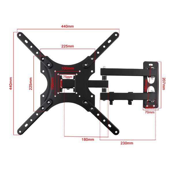 Freeshipping 50KG Staffa per montaggio a parete TV regolabile Supporto per telaio TV a schermo piatto Inclinazione 15° con chiave per monitor LCD LED da 26-56 pollici Piatto piatto