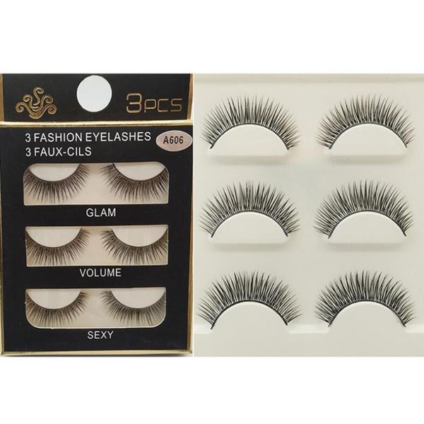 

false eyelashes 3 pair 3d thick luxurious wispy black fake lashes hand made lash extension
