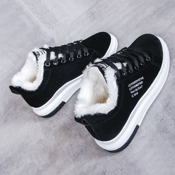 

cotton shoes female new women's boots winter plus velvet cotton shoes thick-soled warm snow women's boots, Black