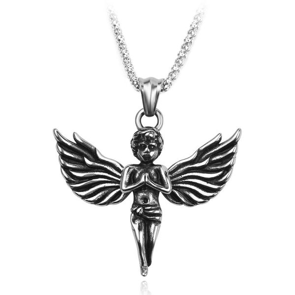 

pendant necklaces prayer angel necklace for woman believers silver plated child pendants metal long chain gifts