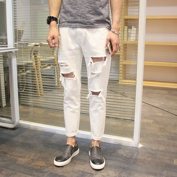 

han edition hole black skinny jeans nine minutes of pants, Blue
