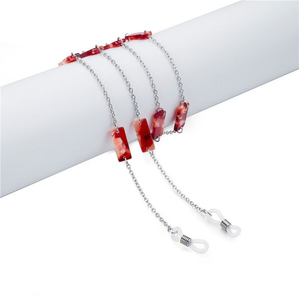 

multicolor rectangle beads link chain eyeglasses chains for reading glasses cord sunglasses strap holder neck band accessories, Silver