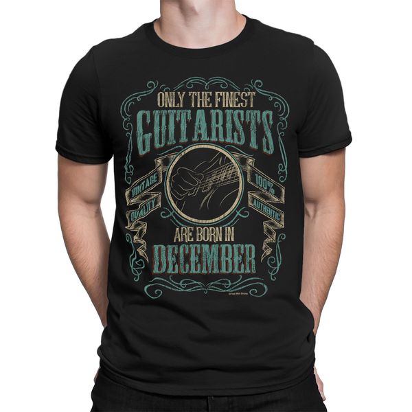

2019 fashion summer style mens guitar t-shirt finest guitarists born in december music birthday christmas tee shirt