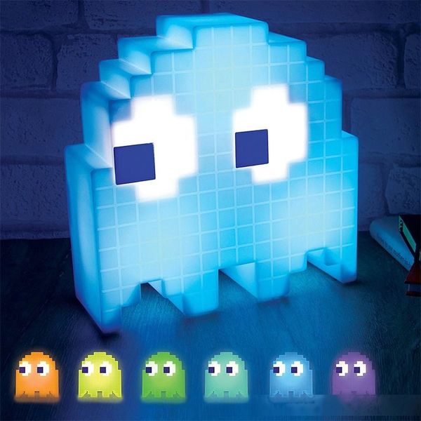 

color changing cartoon ghost lamp led mini usb night light 8-bit mood light pixel style child baby soft lamp bedroom lighting