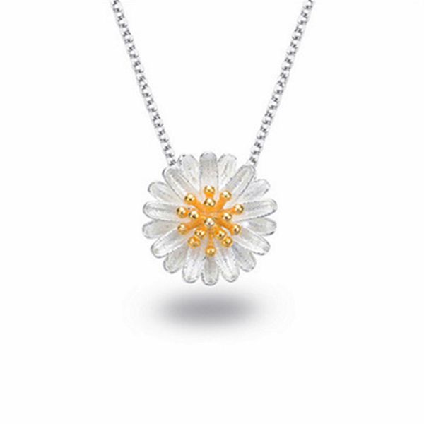 

little daisy sun flower necklace, Silver