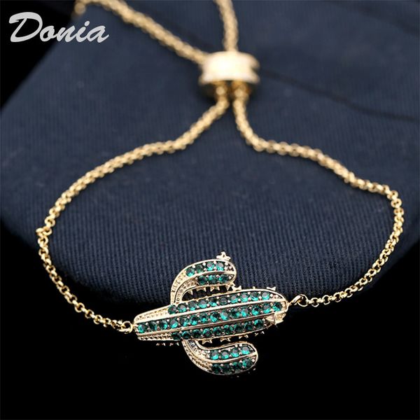 

donia jewelry party european and american fashion home classic cactus micro inlaid zirconia bracelet women's bracelet birthday, Black