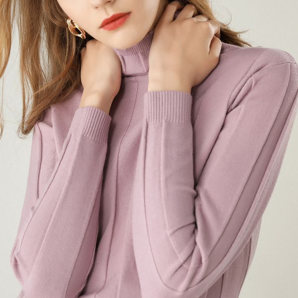 

autumn winter new womens turtleneck sweater long-sleeved solid color knitted pullover short paragraph wild shirt