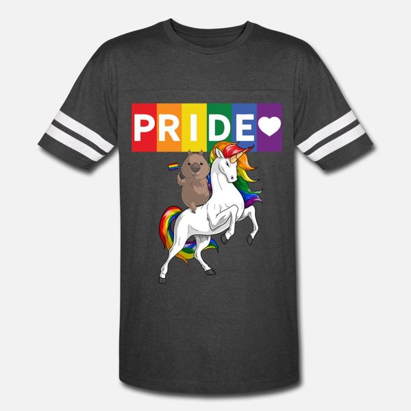 

lgbt gay pride wombat riding rainbow unicorn t shirt men character cotton plus size 3xl family fit casual spring autumn standard shirt
