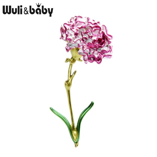 

wuli&baby pink blue carnation flower brooches for women alloy big enamel flower weddings party brooch pins mom's gifts, Gray
