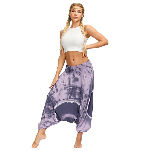 

retro bohemia pants tie-dye digital printing women's casual pants sports yoga low crotch loose large size summer new, White;red