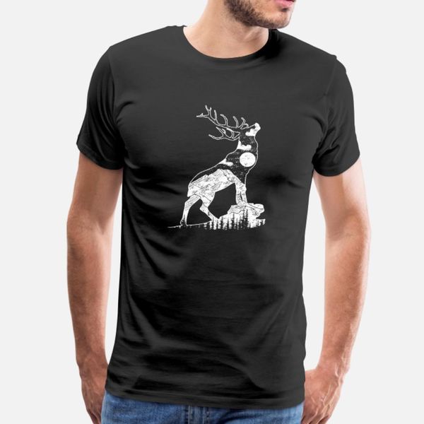

deer moon night nature hunt t shirt men customized 100% cotton round neck fit fitness authentic summer slim shirt