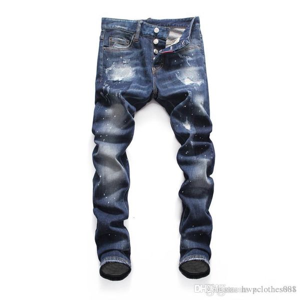 

men jeans brand jeans mens casual hole shorts washed old patch pants embroidery denim pants motorcycle men s hip hop clothing, Blue