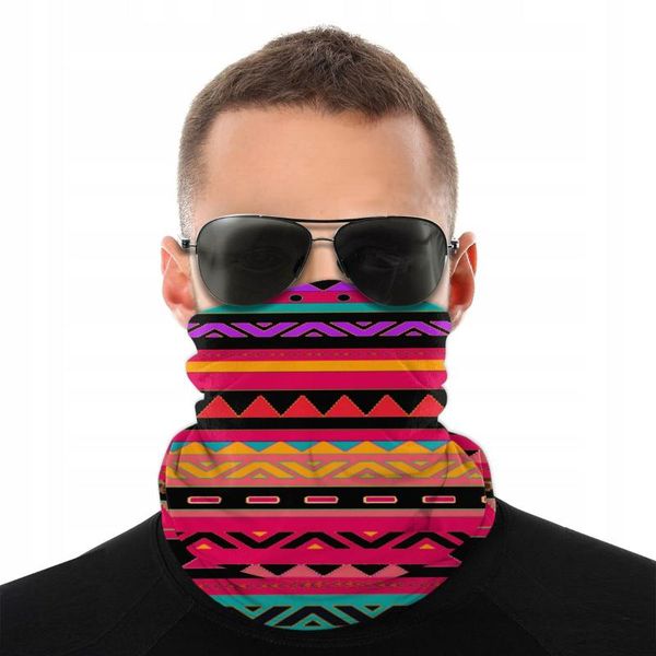 

beautiful mexican aztec scarves half face mask men women fashion tube mask seamless bandana polyester headwear outdoor hiking, Blue;gray