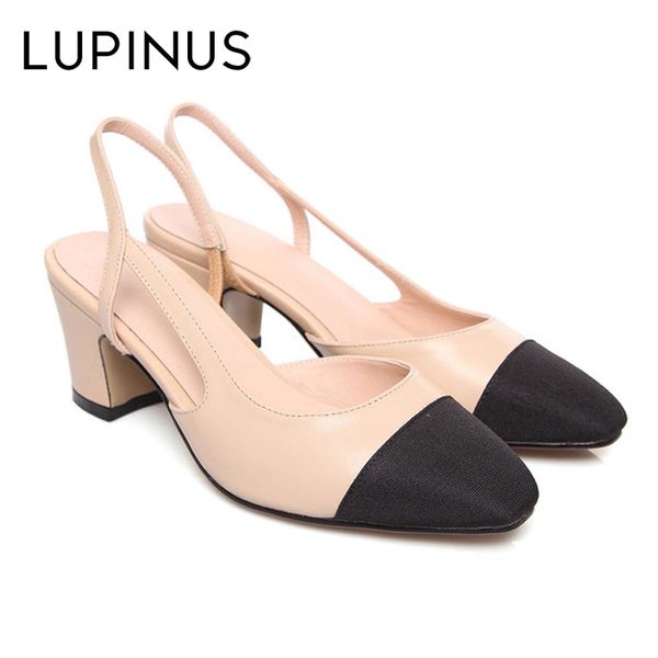

lupinus spring europe fashion high heels sandals ladies party dress shoes pointed toe slingback shoes women mixed colors sandals, Black