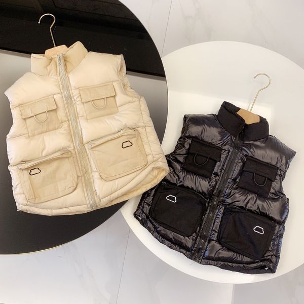 

kids fashion jackets coats 2020 letter embroidery outerwear boys girls casual sleeveless jackets children waistcoat hot, Blue;gray