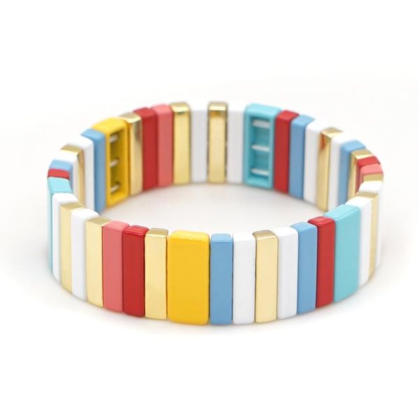 

shinus bracelet for women rainbow beaded bracelets enamel tile bangles bohemian armband pulseras mujer jewelry friends 2020 gift, Golden;silver