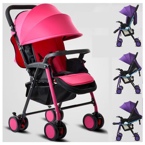 

lycra canopy lightweight baby stroller baby carriage car travel system 175 degree lying infant toddler reverse handle pram buggy