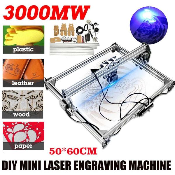 

cnc laser engraving machine 3000mw 50x65cm dc 12v 2axis diy deskmini engraver wood router/cutter/printer + laser goggles