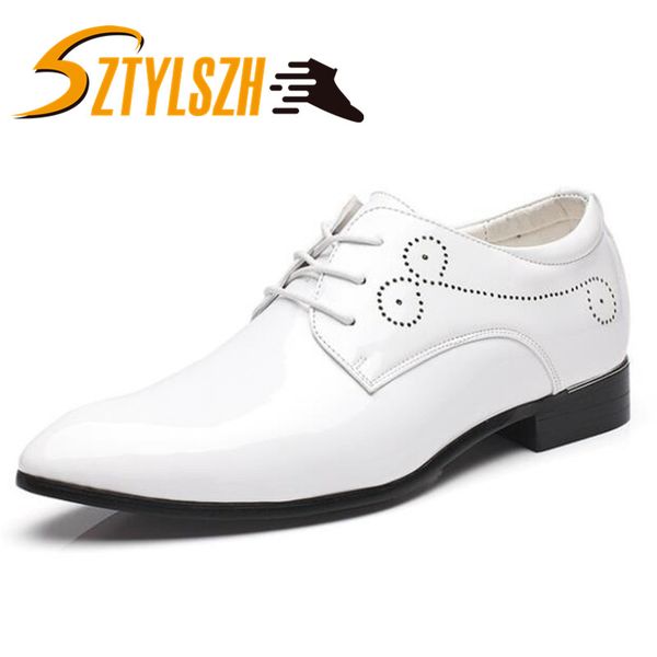 

2020 newly men's quality patent leather shoes white wedding shoes size 37-48 black leather soft man dress chep wholesale