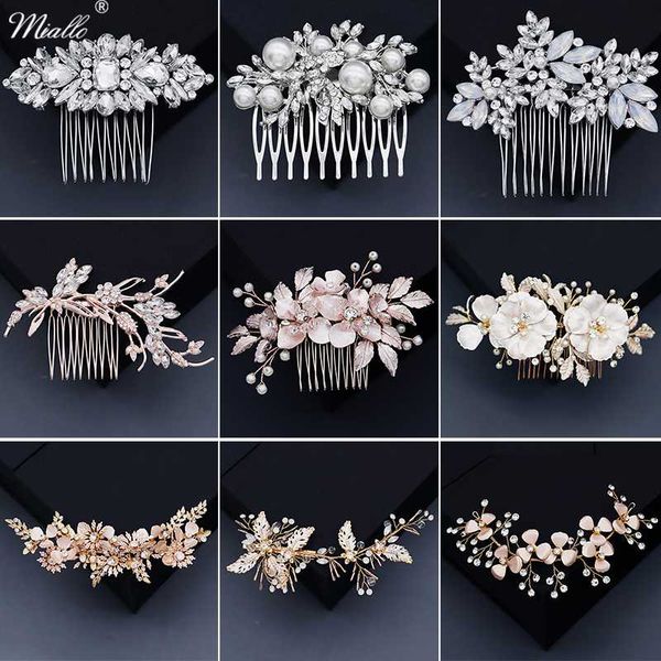 

miallo fashion bridal wedding hair accessories crystal hair comb clips for women jewelry party silver color bride headpiece gift, Golden;silver