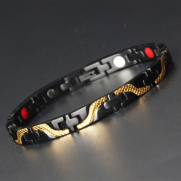 

pure titanium men's bracelet and women's black cross dragon pattern health care magnet foreign trade jewelry