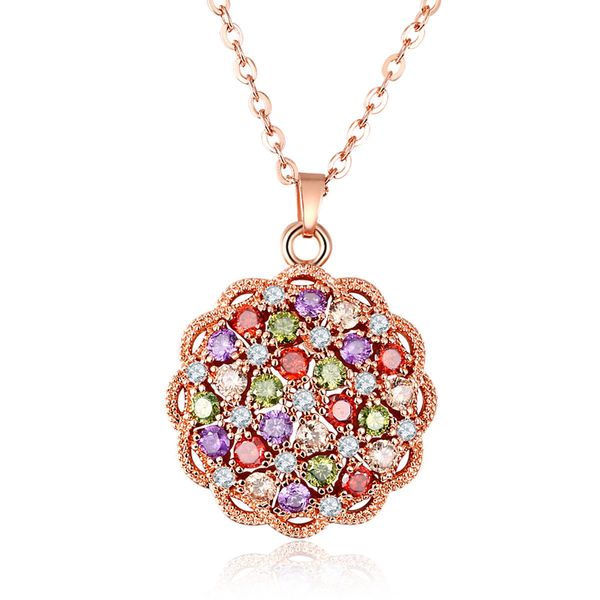 

european and american fashion selling necklace color aaa zircon pendant environmental protection copper metal material domestic and fore, Silver