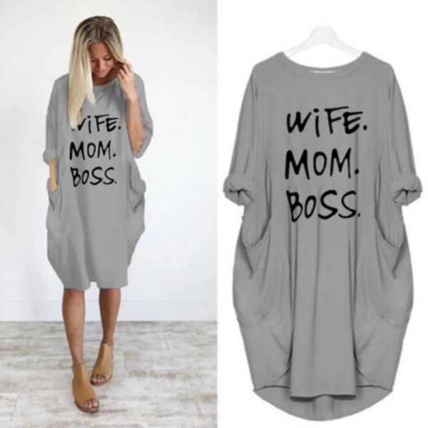 

2020 maternity dress new long sleeve letter printing pregnant woman dress soft comfortable cotton leisure loose pregnancy, White